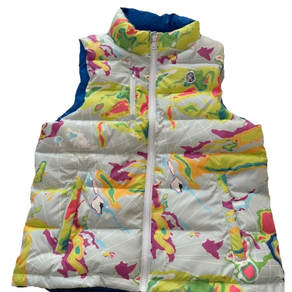 Billonaire Boys Club Puffer Vest Boys Size 9/10 Geo Camouflage Pattern Full Zip